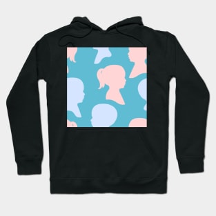 Child Silhouettes - Pale Pink and Blue on Turquoise Background Hoodie